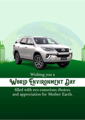 Silver Toyota Fortuner with World Environment Day message