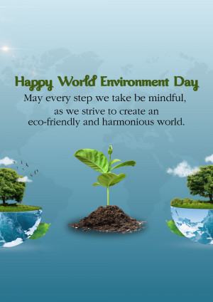 World Environment Day greeting with a plant and floating islands