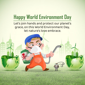 Illustration of a worker protecting the planet for World Environment Day