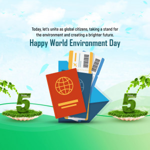 World Environment Day graphic with passports and greenery