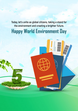 World Environment Day illustration with passports and travel tickets