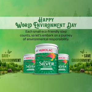 Nerolac paint cans with World Environment Day message