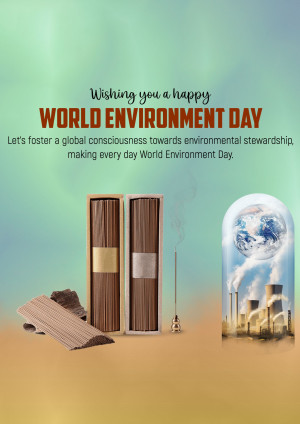 World Environment Day graphic with Earth in a glass dome and incense sticks