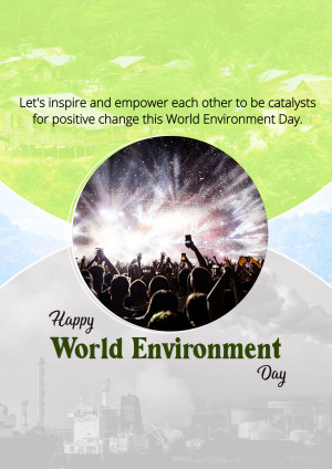 World Environment Day graphic with a crowd and Earth imagery.
