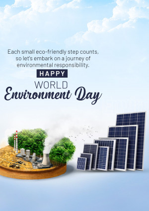 World Environment Day graphic with solar panels and green landscape