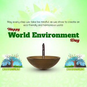 World Environment Day graphic with a sink and trees
