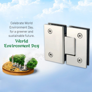 World Environment Day promotion featuring a glass hinge and environmental imagery.