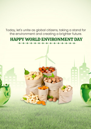 Image depicting fresh produce in sacks with a green environment background for World Environment Day.