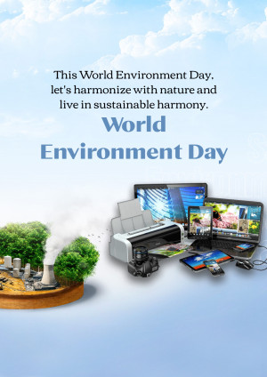 World Environment Day poster with technology and nature imagery