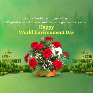 World Environment Day greeting with roses and greenery