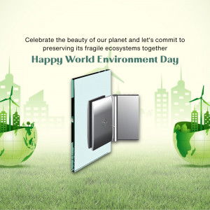World Environment Day graphic with globe and wind turbines
