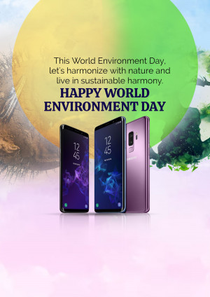 Samsung phones with a World Environment Day background
