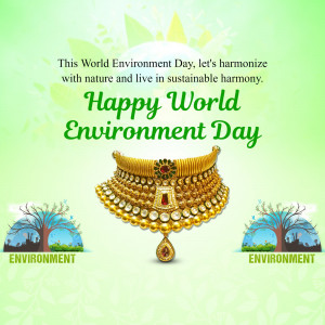 World Environment Day greeting with jewelry and nature elements.