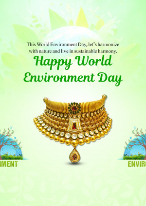 World Environment Day greeting with jewelry and nature elements.