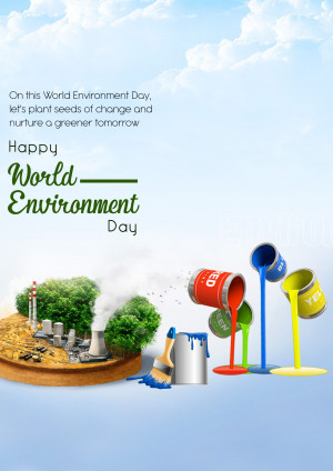 World Environment Day illustration with paint pouring onto a landscape