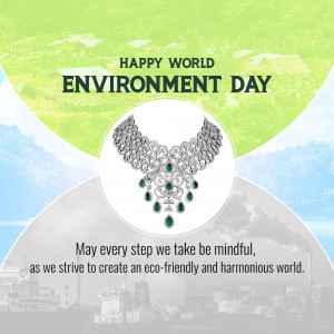 Environment Day graphic with jewelry and a cityscape