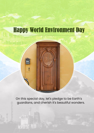 World Environment Day graphic with a door leading to a natural landscape.