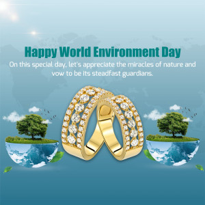 World Environment Day graphic with rings and floating islands