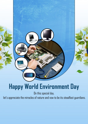Image depicting electronic devices and components with a World Environment Day message.