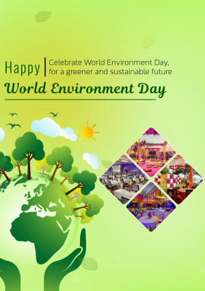 World Environment Day celebration poster with Earth in hands