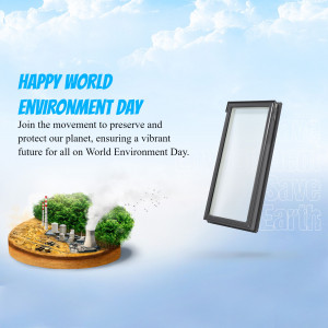 World Environment Day graphic with a window frame and environmental imagery.