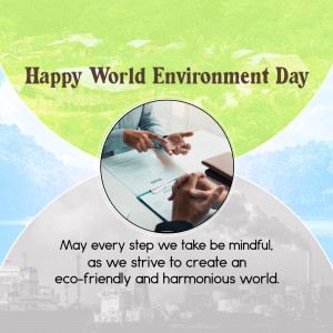 World Environment Day graphic with people discussing plans