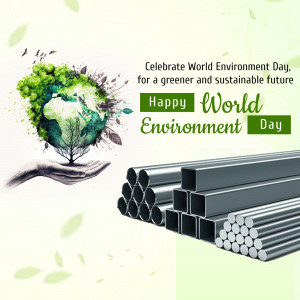 Image depicting a green Earth held in hands with the text 'Celebrate World Environment Day, for a greener and sustainable future. Happy World Environment Day.'