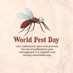 Illustration of a mosquito with text promoting World Pest Day and professional pest management.