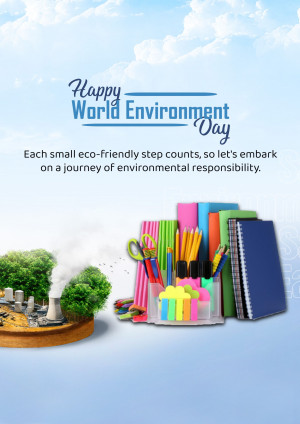 World Environment Day graphic with eco-friendly supplies