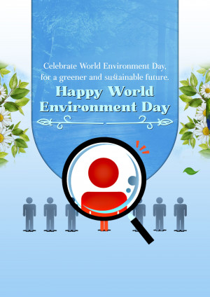 World Environment Day graphic with people and a magnifying glass