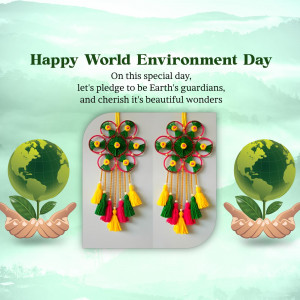 World Environment Day greeting with handmade Earth decorations