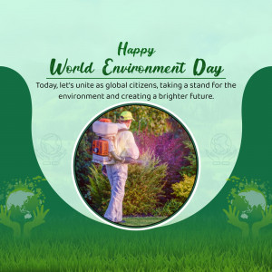 World Environment Day graphic with a worker spraying plants