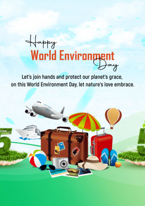 World Environment Day celebration with travel elements and nature