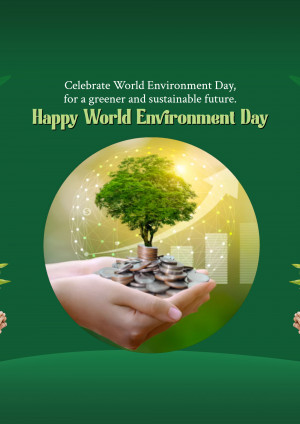 Hands holding coins with a tree growing from them, celebrating World Environment Day