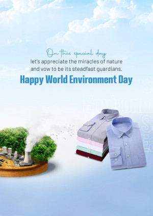 World Environment Day graphic with shirts and environmental imagery.