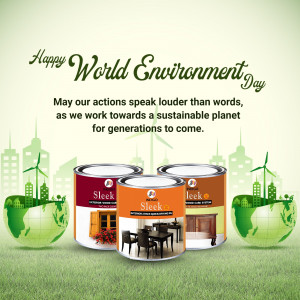 World Environment Day greeting with Nerolac Sleek paint cans and eco-friendly imagery.