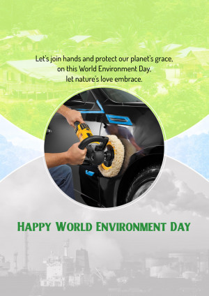 Image depicting car detailing with a World Environment Day message.