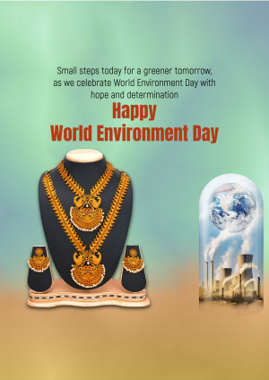 World Environment Day greeting with jewelry and Earth imagery