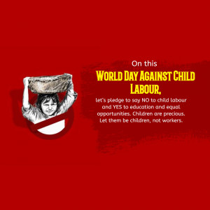 Image promoting awareness for World Day Against Child Labour, featuring a child carrying a load.