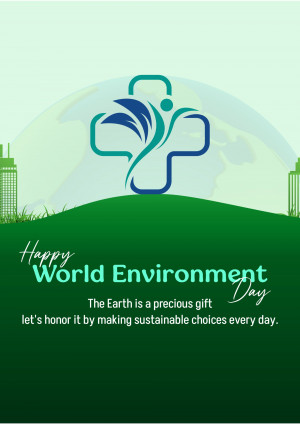 World Environment Day graphic with a globe and plant symbol
