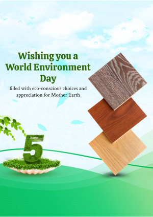 World Environment Day graphic with wood samples and green landscape