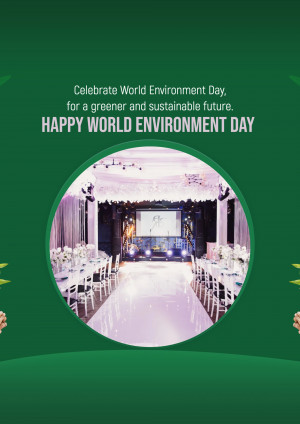 World Environment Day event with a decorated hall and green background