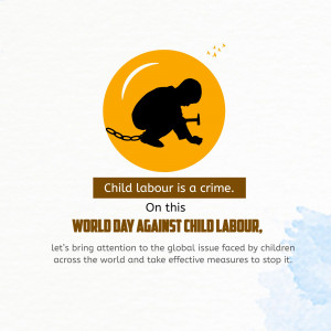 Silhouette of a child in chains with text highlighting World Day Against Child Labour