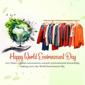 World Environment Day graphic with clothes and a globe