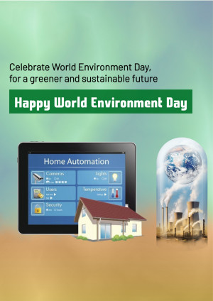 World Environment Day graphic with home automation and environmental imagery