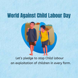 Illustration of two boys carrying heavy loads, promoting awareness for World Against Child Labour Day.