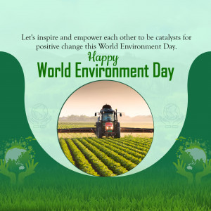 World Environment Day graphic featuring a farmer working in a field.