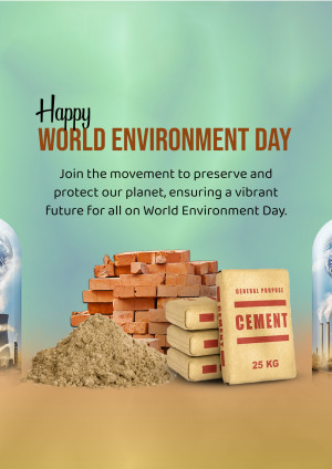 World Environment Day graphic with construction materials and text promoting environmental preservation.