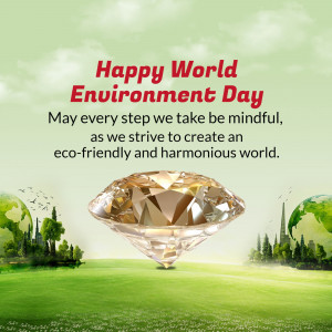 World Environment Day greeting with a diamond and green landscape