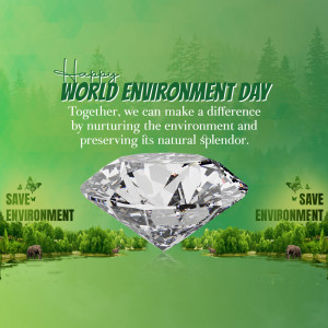 World Environment Day graphic with a diamond and nature scene
